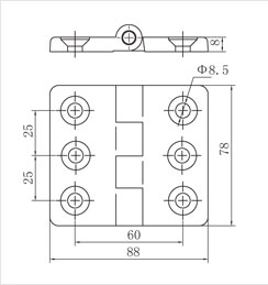 鋅合金合頁(yè)二維圖